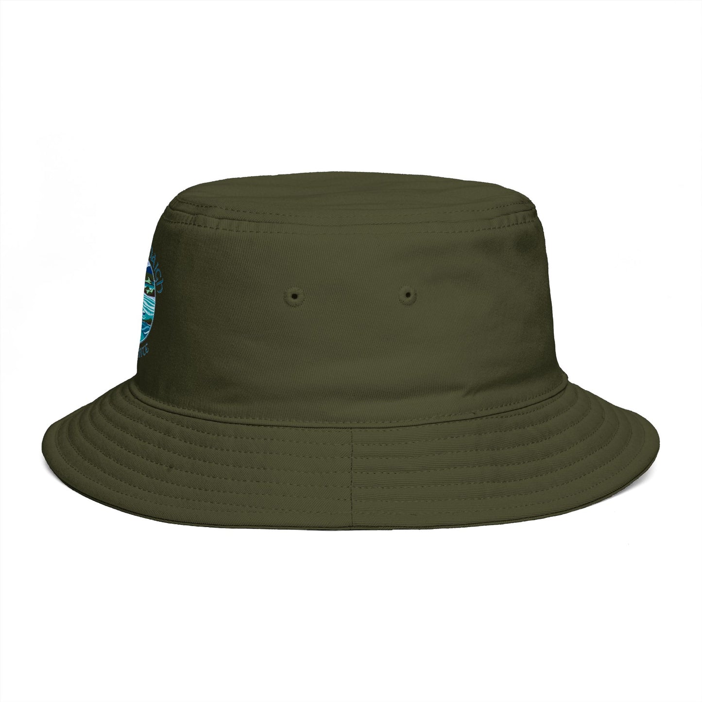 Sunset Coast Bucket Hat — Embroidered Ocean Landscape