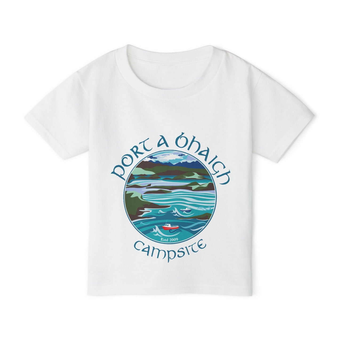 Toddler T-Shirt — "Port a' Bhaigh" Campsite Scenic Lake Graphic
