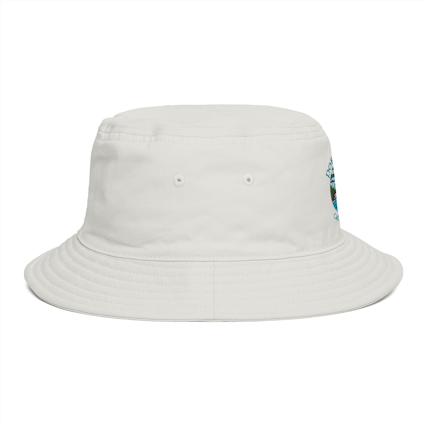 Sunset Coast Bucket Hat — Embroidered Ocean Landscape