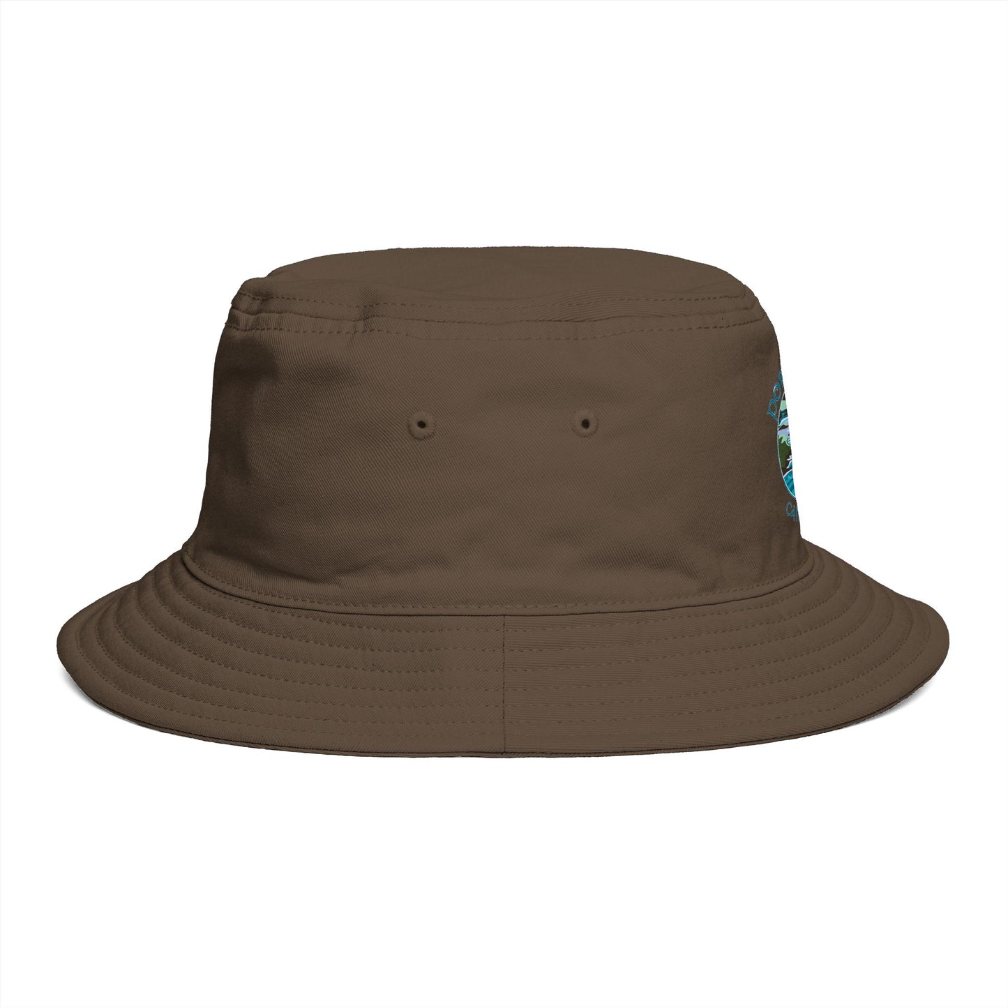 Sunset Coast Bucket Hat — Embroidered Ocean Landscape