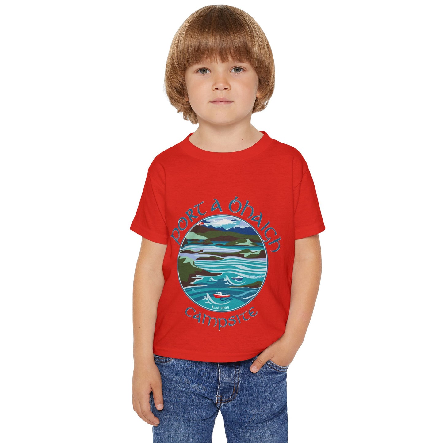 Toddler T-Shirt — "Port a' Bhaigh" Campsite Scenic Lake Graphic
