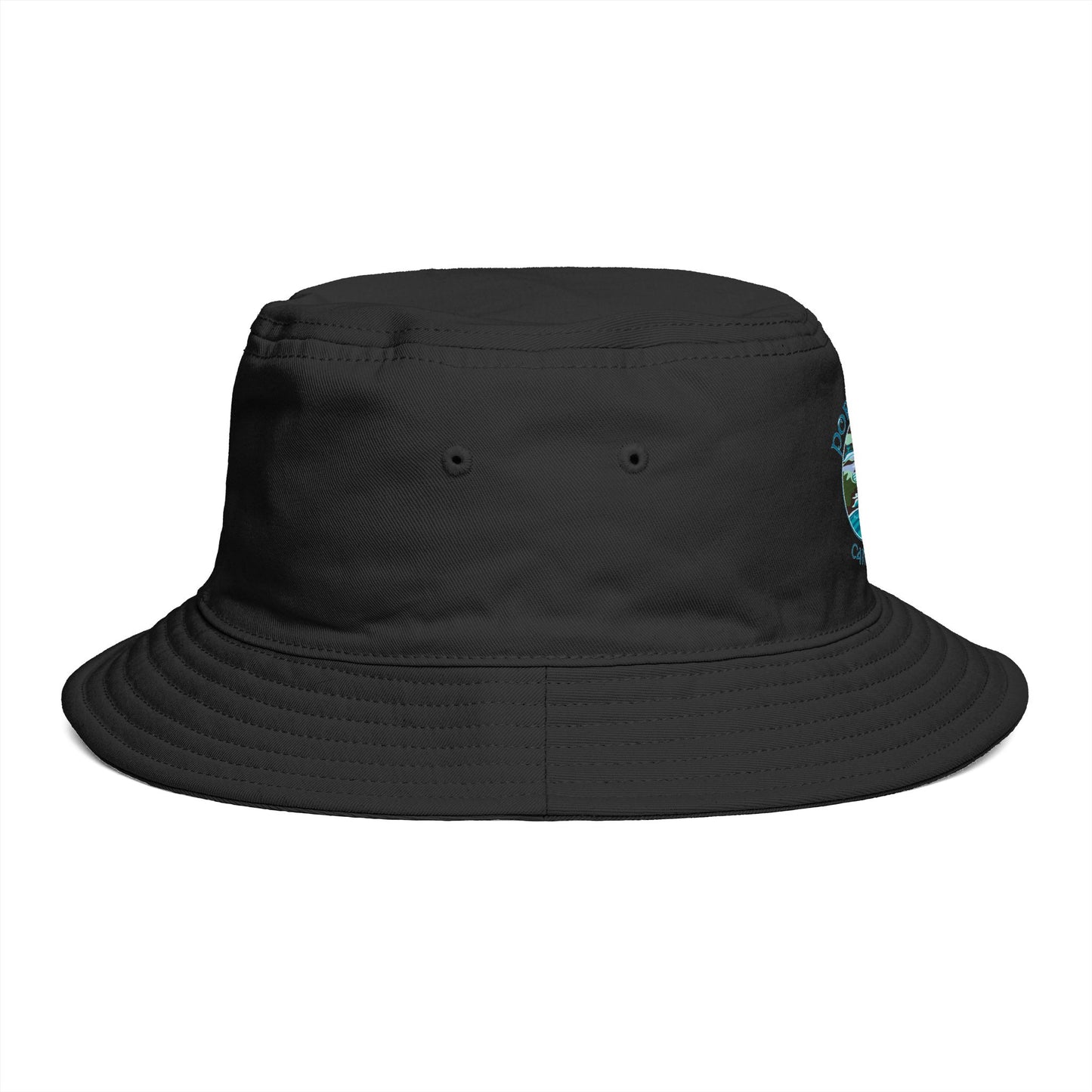 Sunset Coast Bucket Hat — Embroidered Ocean Landscape