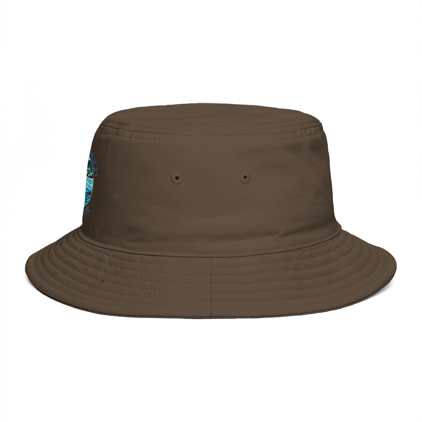 Sunset Coast Bucket Hat — Embroidered Ocean Landscape
