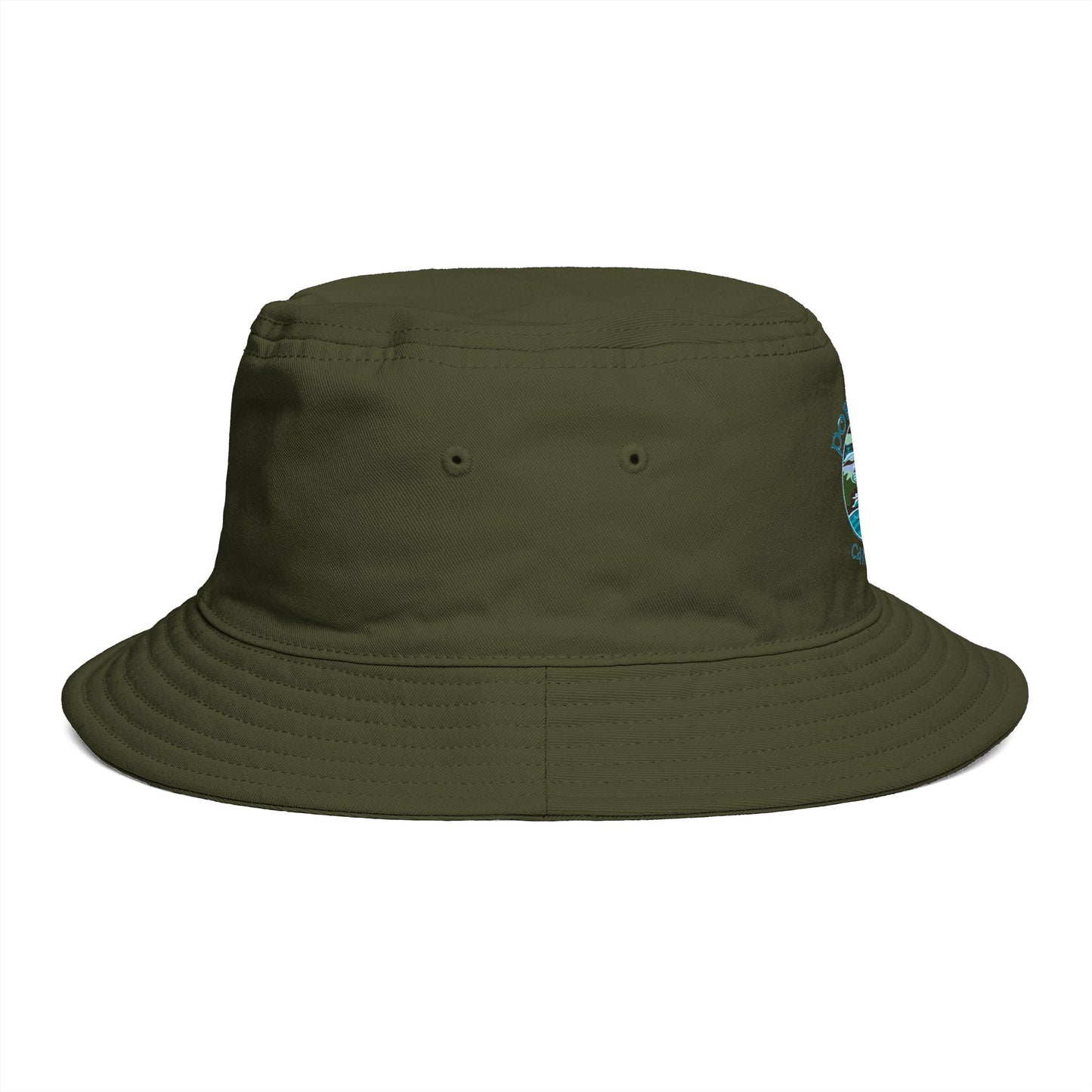 Sunset Coast Bucket Hat — Embroidered Ocean Landscape