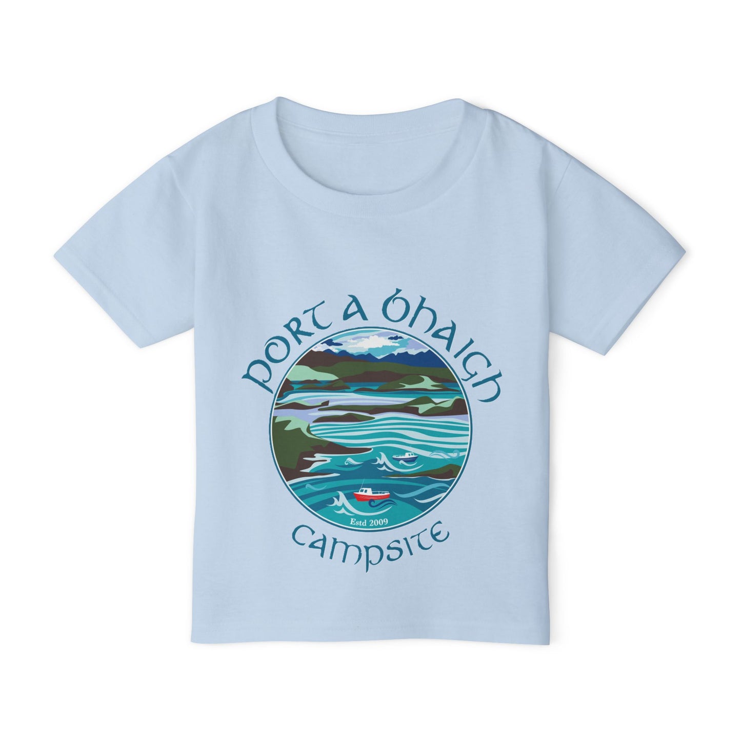 Toddler T-Shirt — "Port a' Bhaigh" Campsite Scenic Lake Graphic