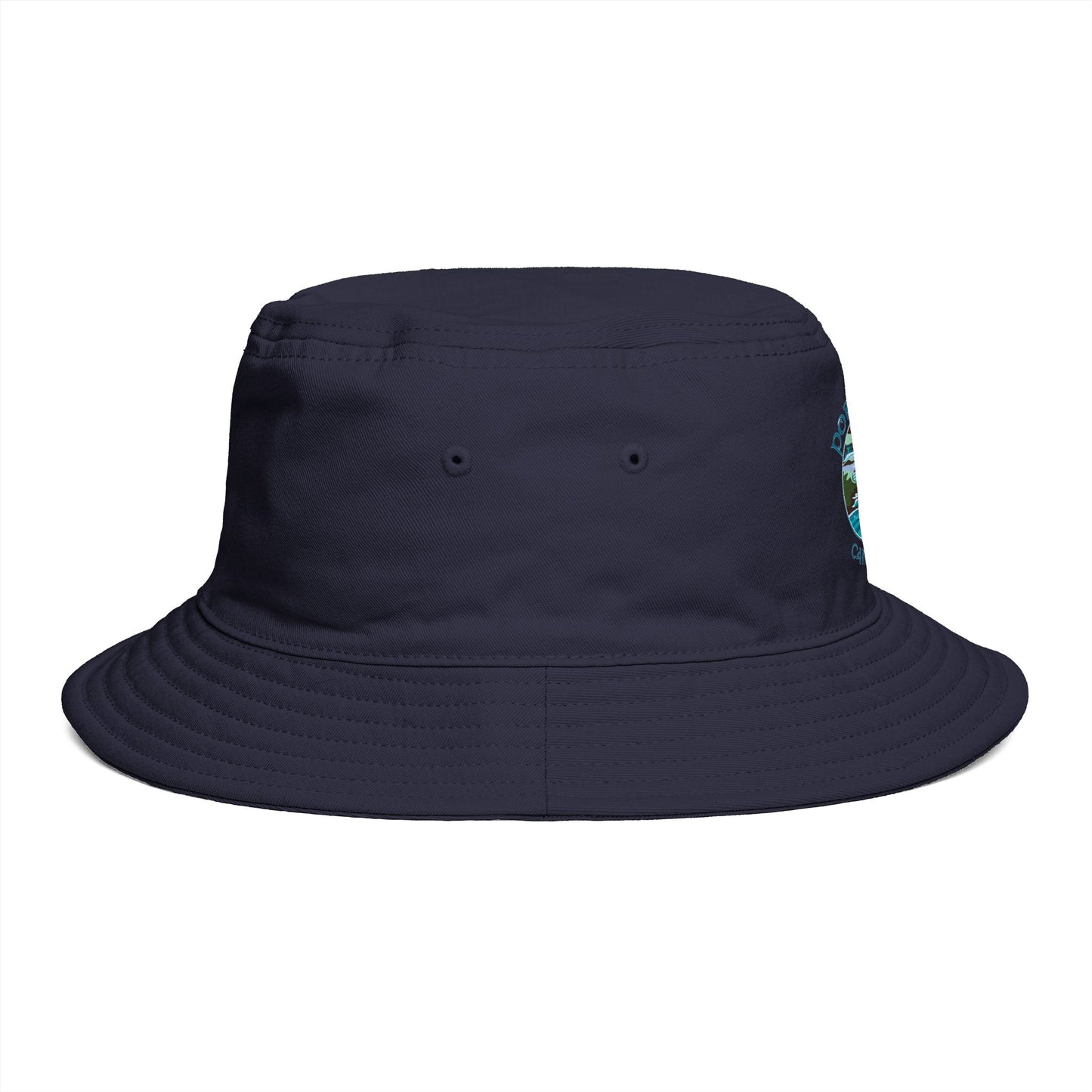 Sunset Coast Bucket Hat — Embroidered Ocean Landscape