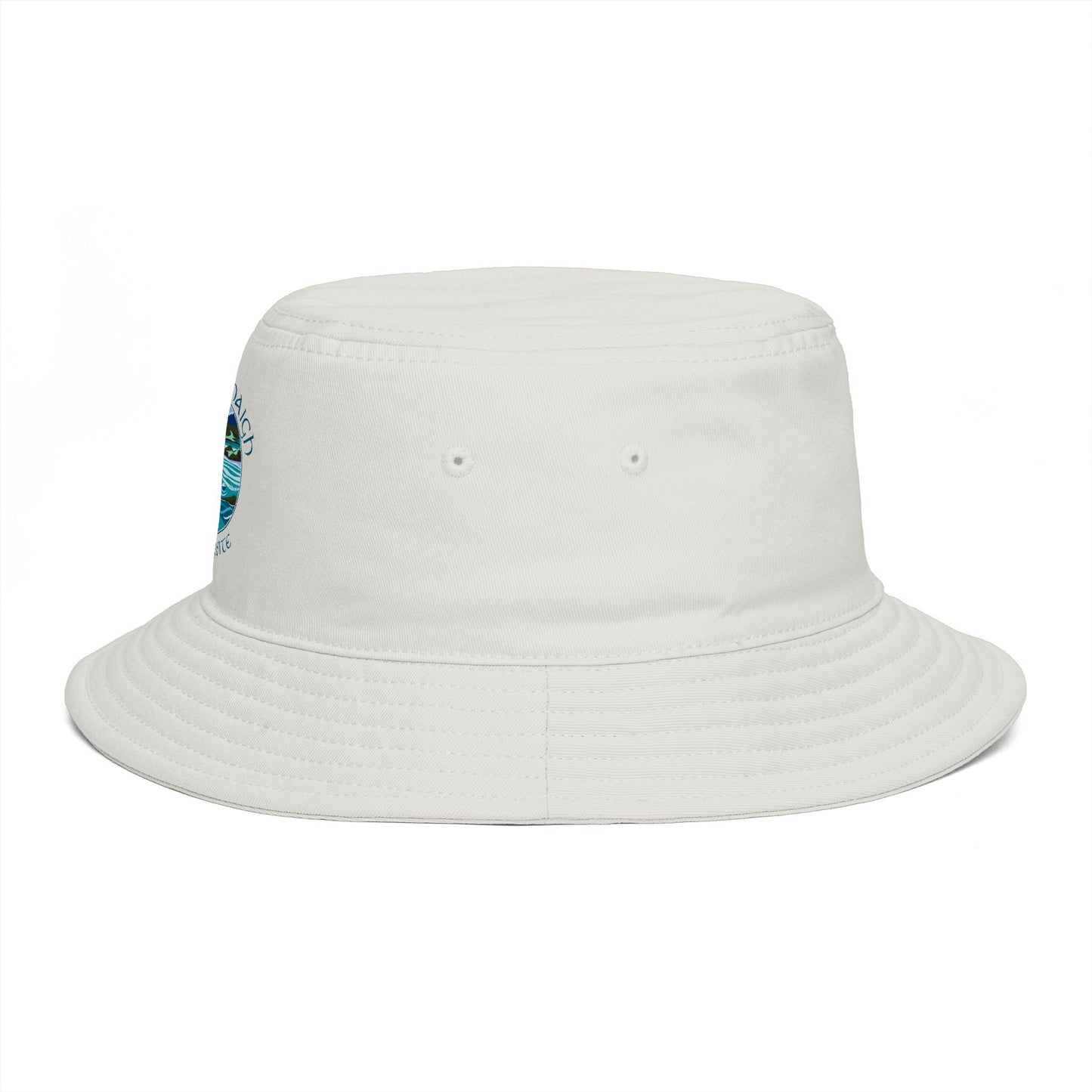 Sunset Coast Bucket Hat — Embroidered Ocean Landscape