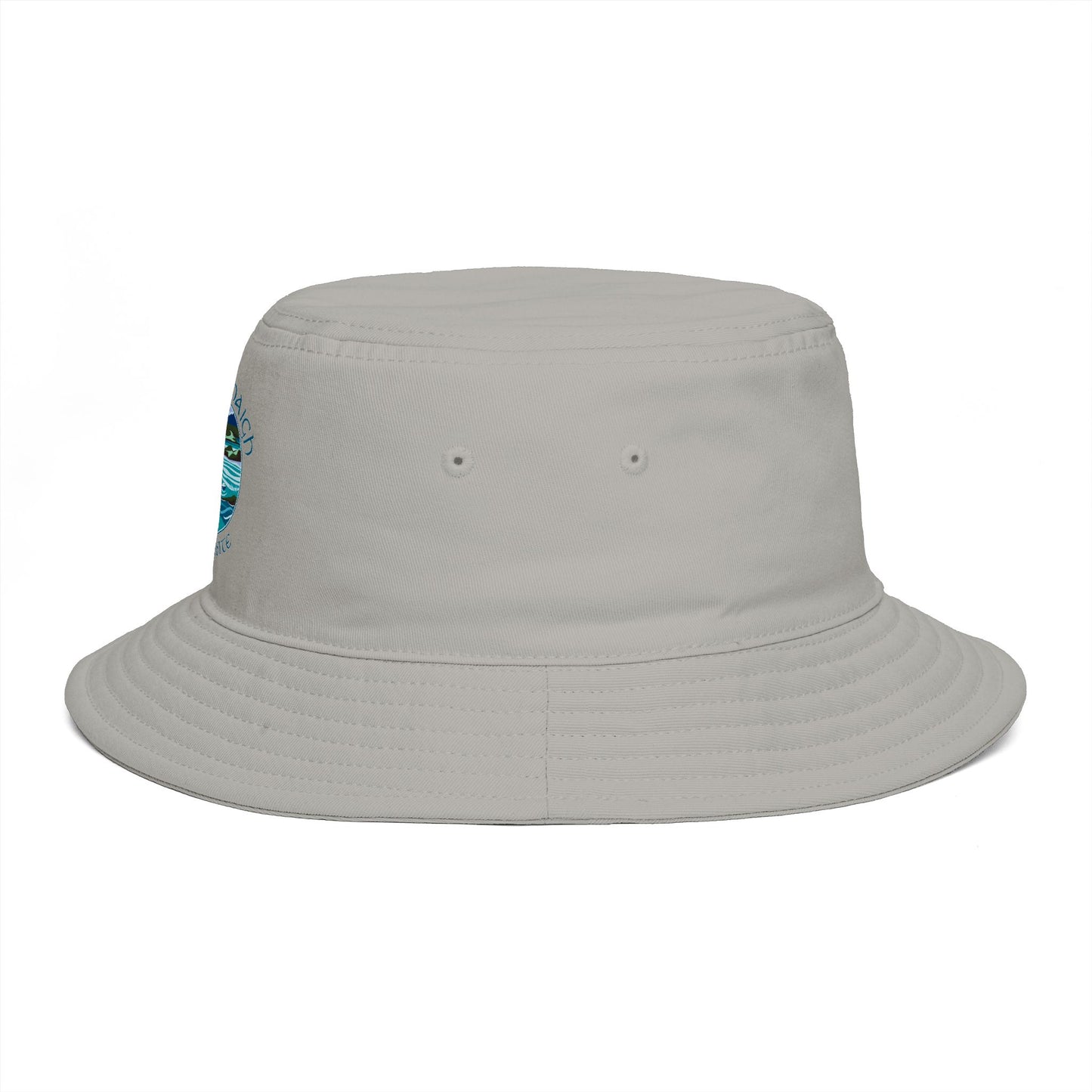 Sunset Coast Bucket Hat — Embroidered Ocean Landscape