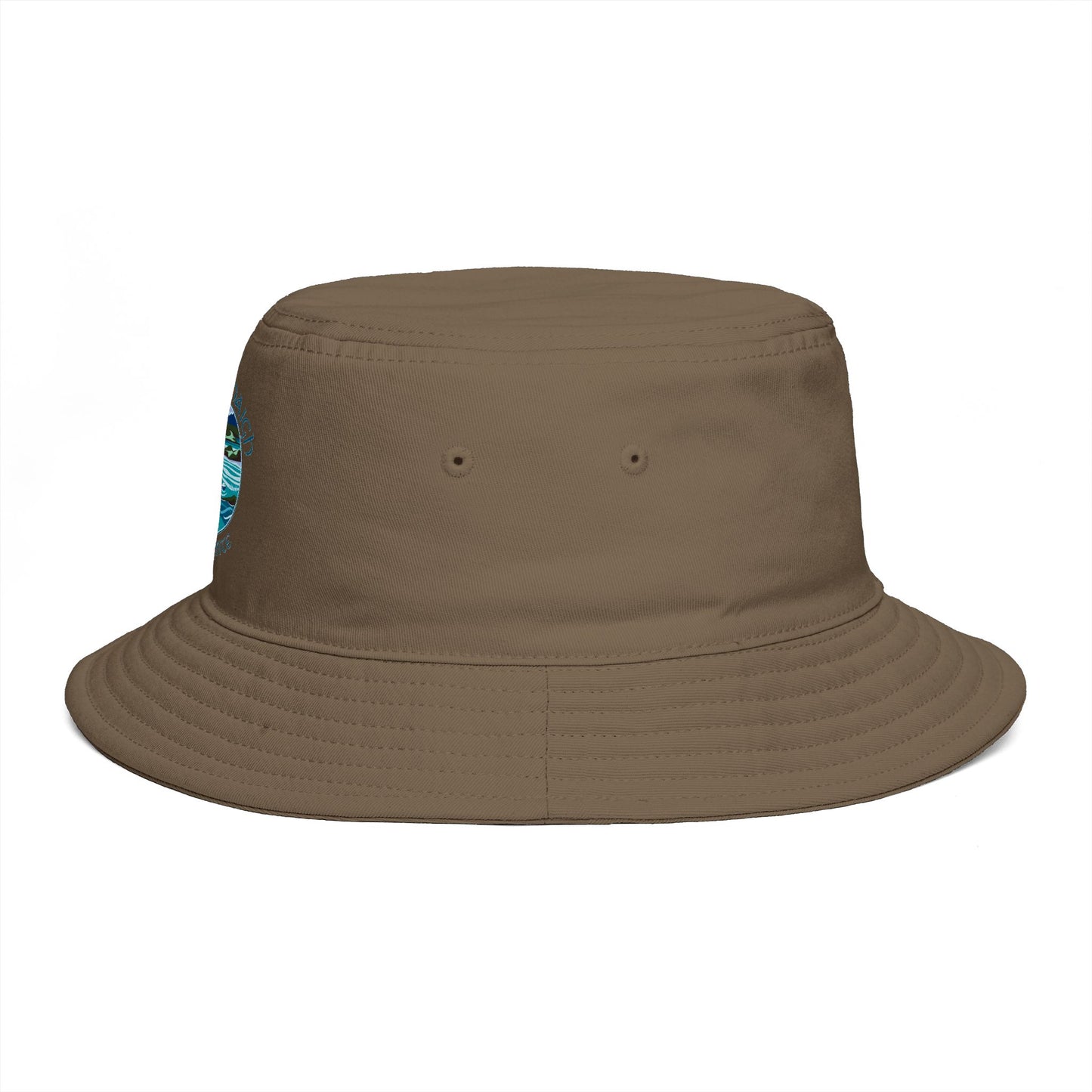 Sunset Coast Bucket Hat — Embroidered Ocean Landscape