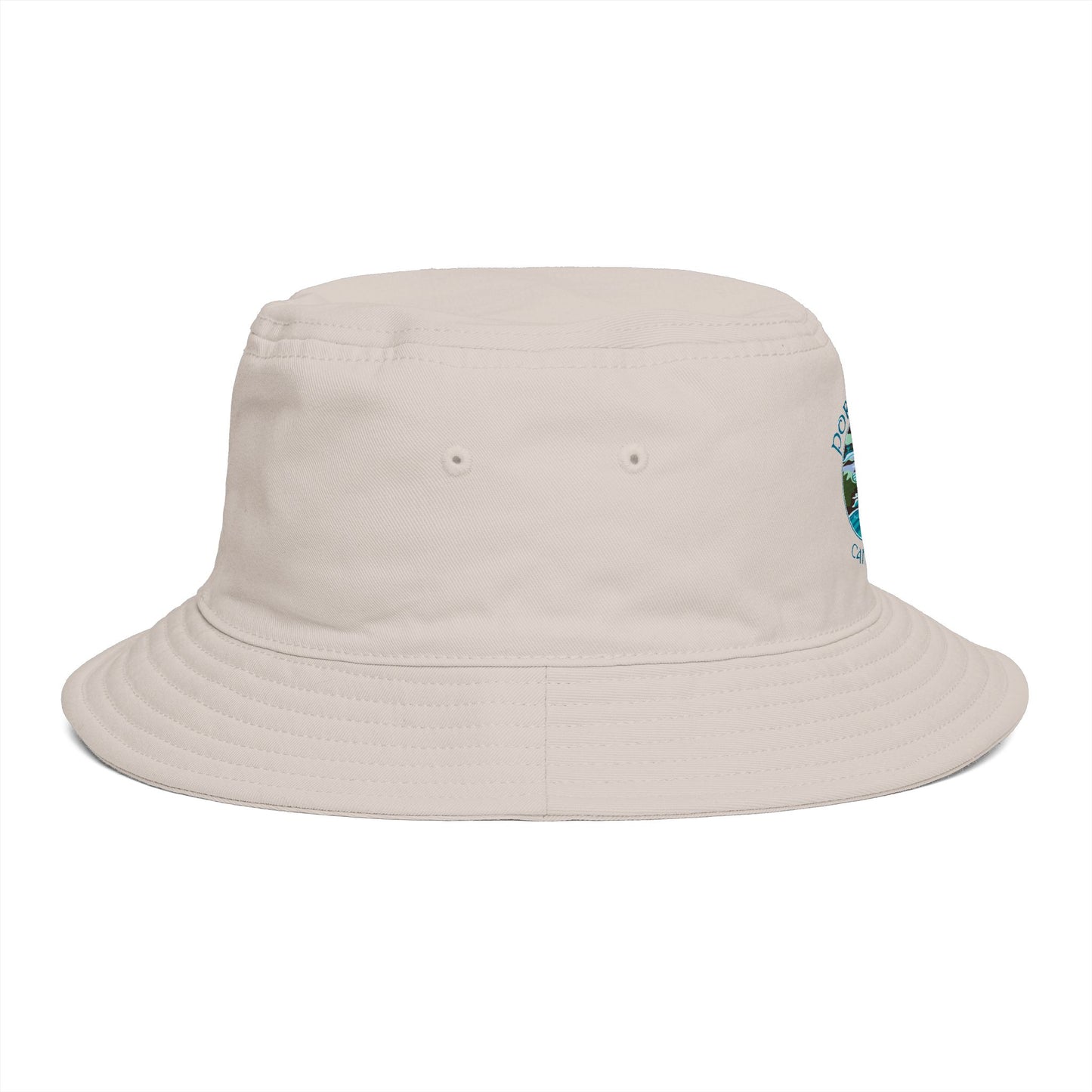 Sunset Coast Bucket Hat — Embroidered Ocean Landscape
