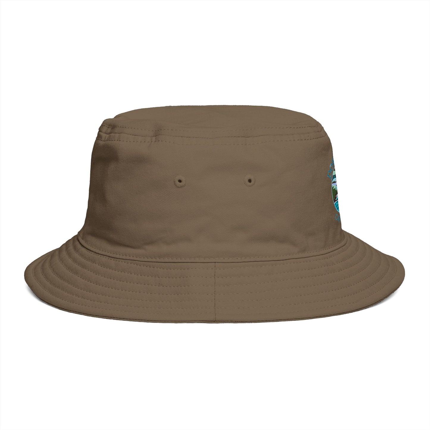 Sunset Coast Bucket Hat — Embroidered Ocean Landscape