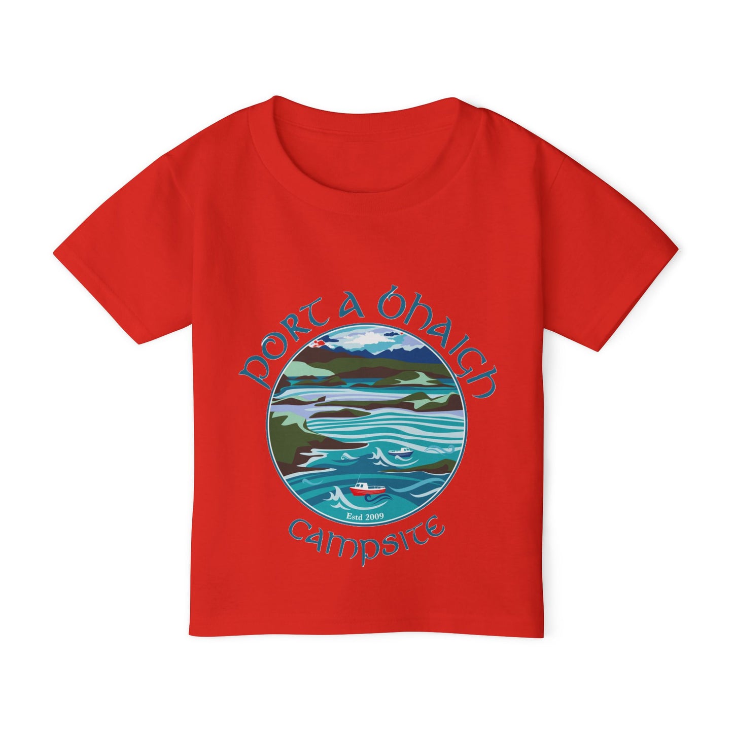 Toddler T-Shirt — "Port a' Bhaigh" Campsite Scenic Lake Graphic