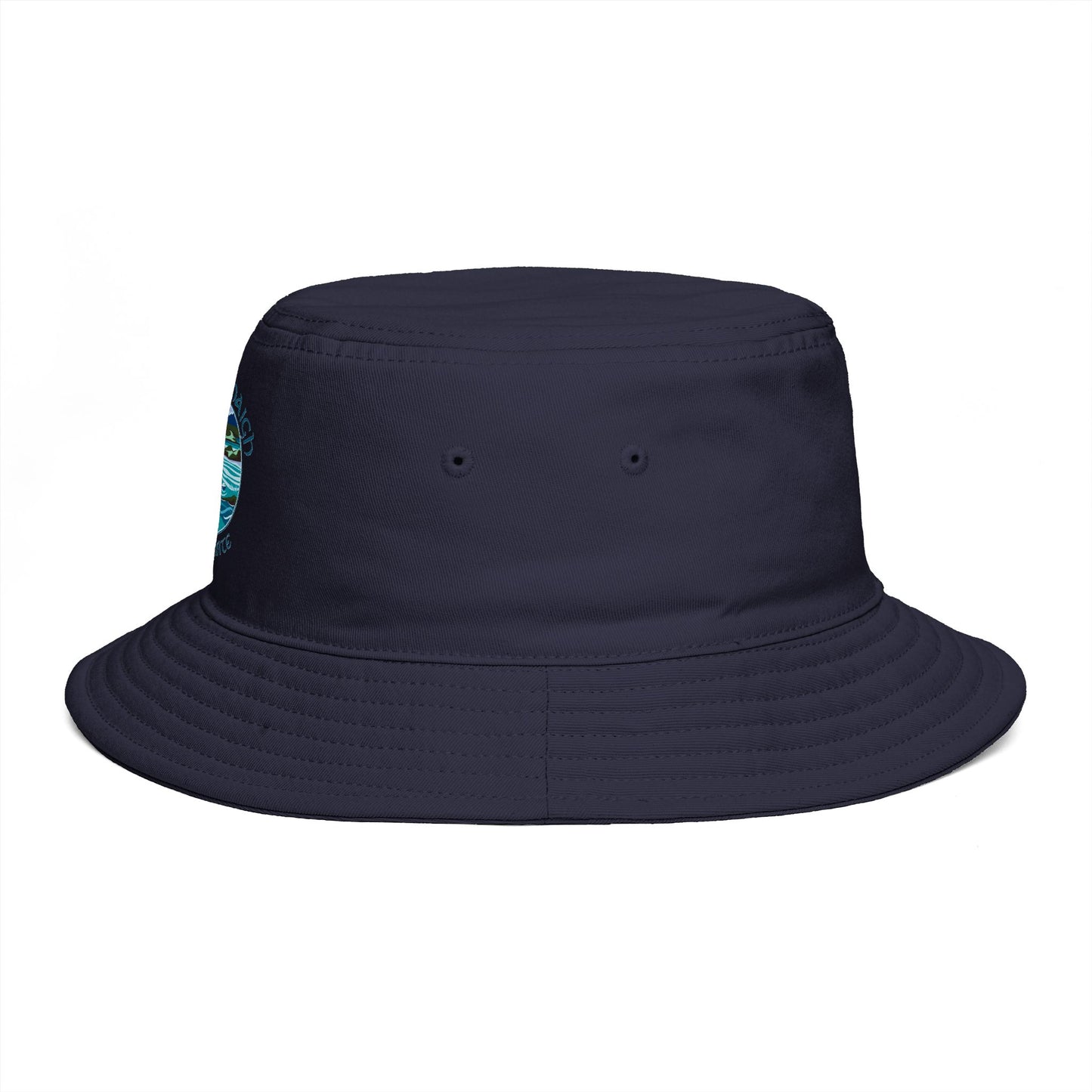 Sunset Coast Bucket Hat — Embroidered Ocean Landscape