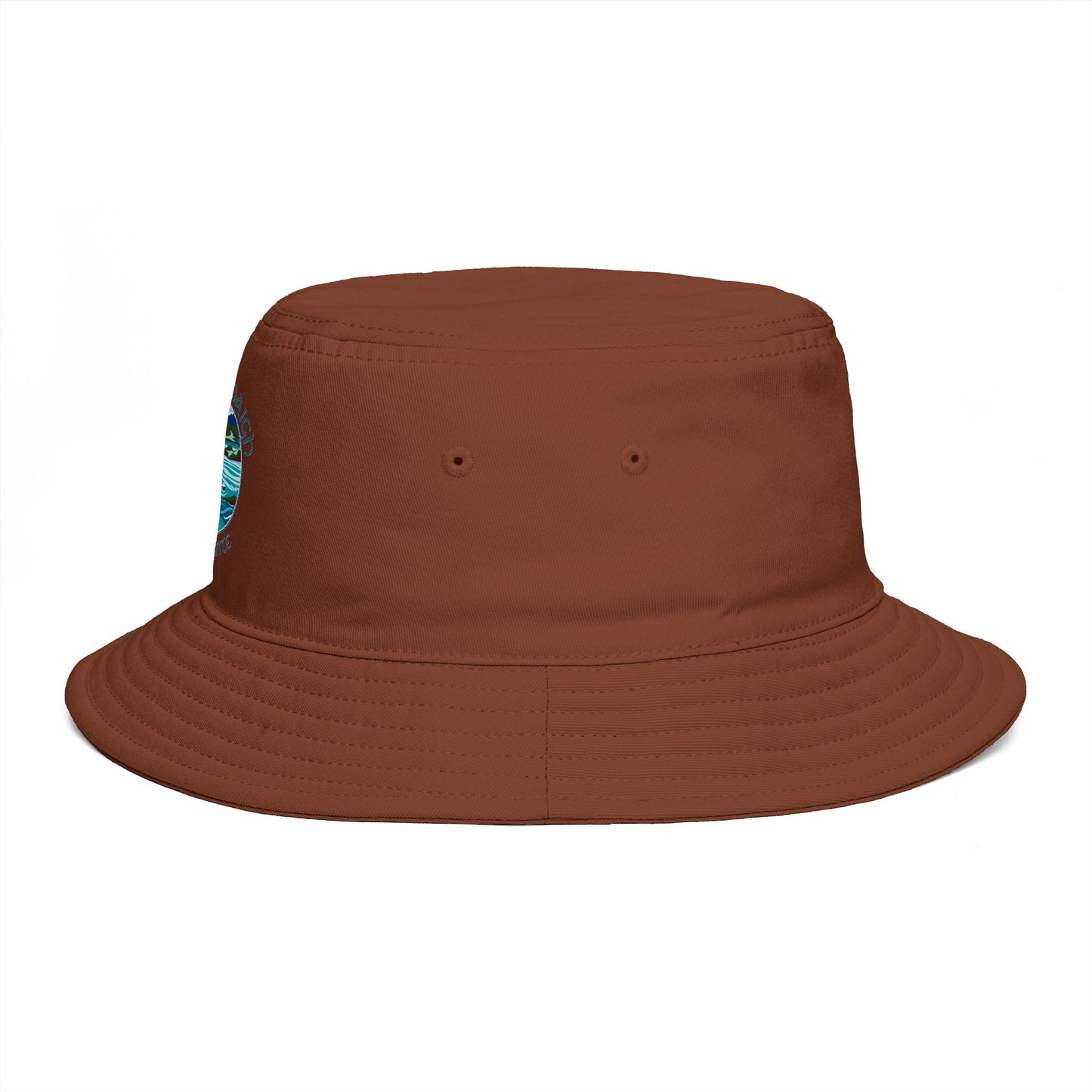 Sunset Coast Bucket Hat — Embroidered Ocean Landscape