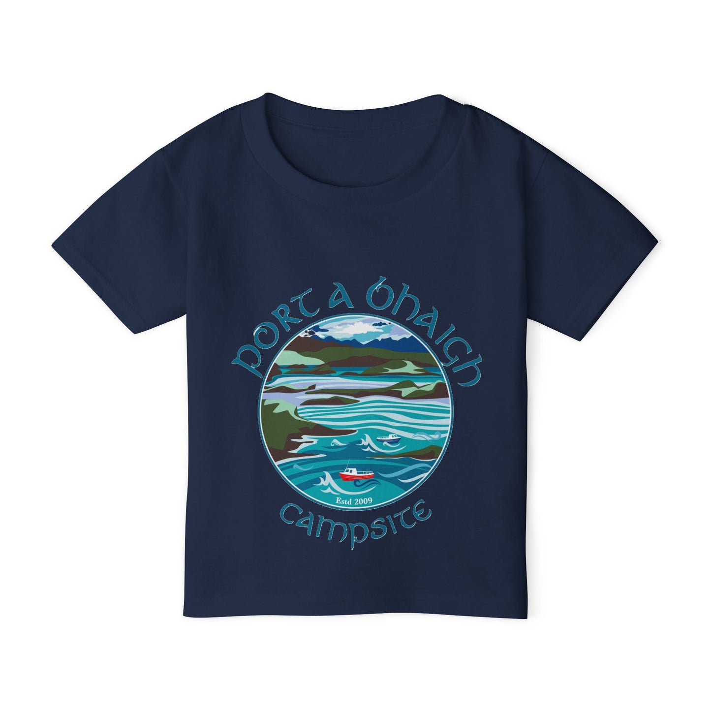 Toddler T-Shirt — "Port a' Bhaigh" Campsite Scenic Lake Graphic