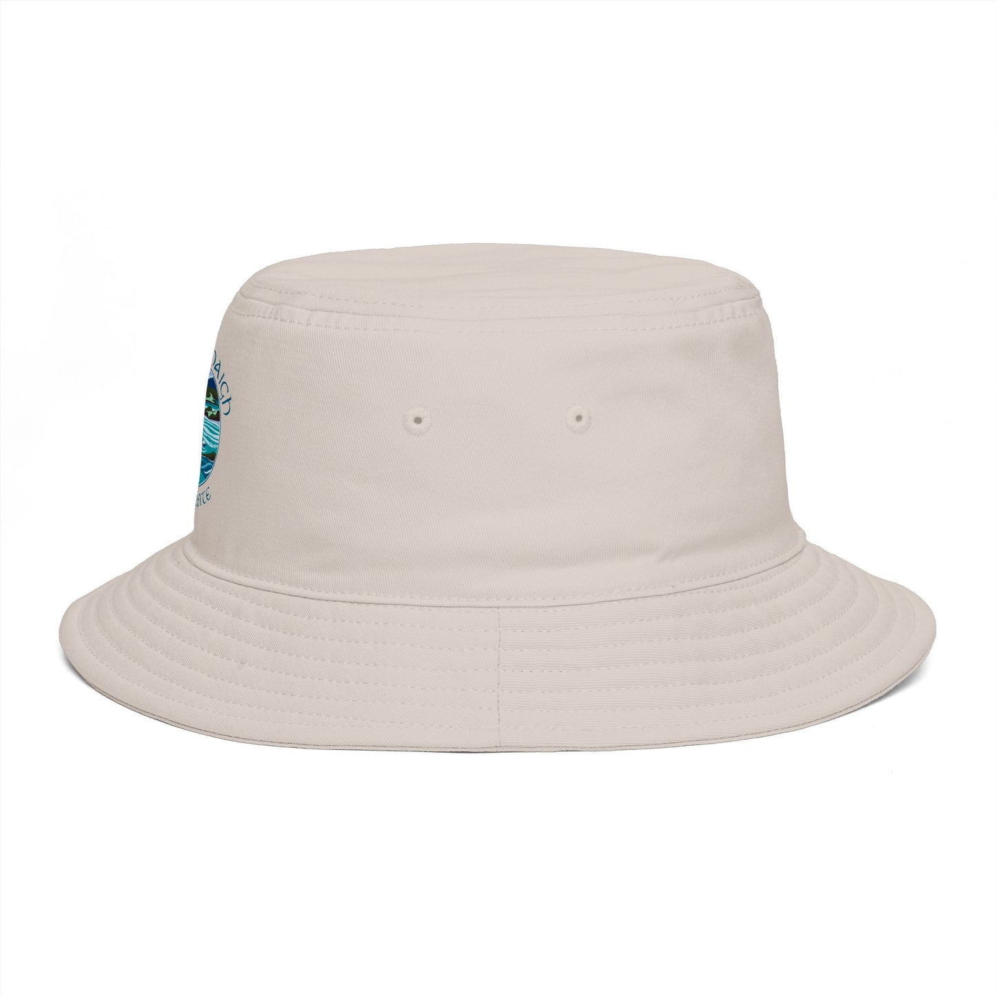 Sunset Coast Bucket Hat — Embroidered Ocean Landscape