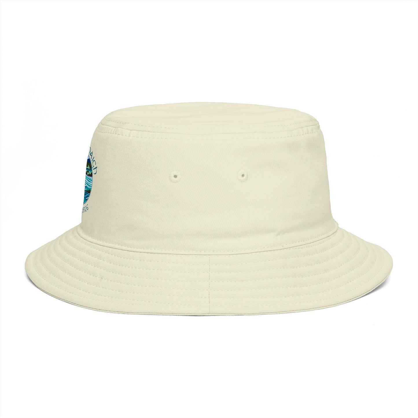 Sunset Coast Bucket Hat — Embroidered Ocean Landscape