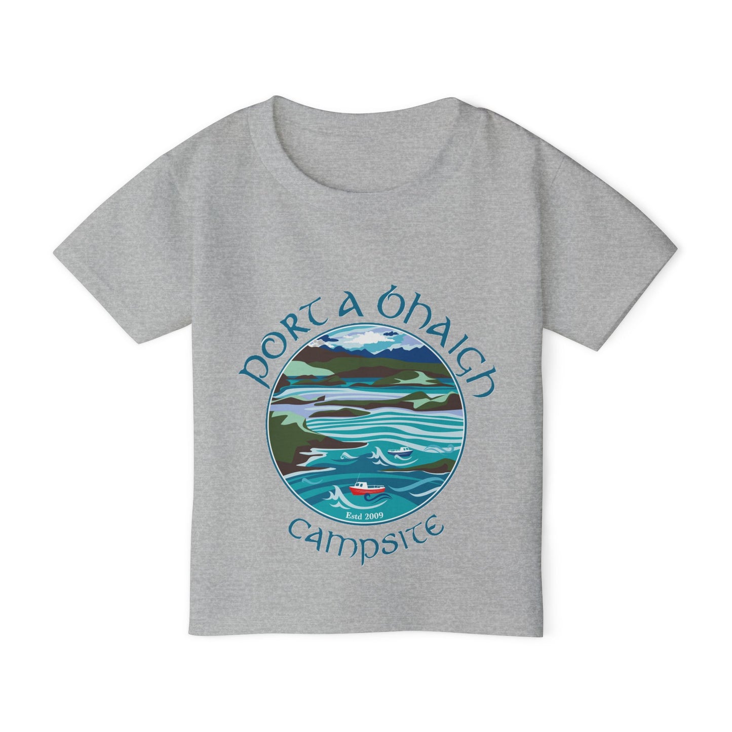 Toddler T-Shirt — "Port a' Bhaigh" Campsite Scenic Lake Graphic