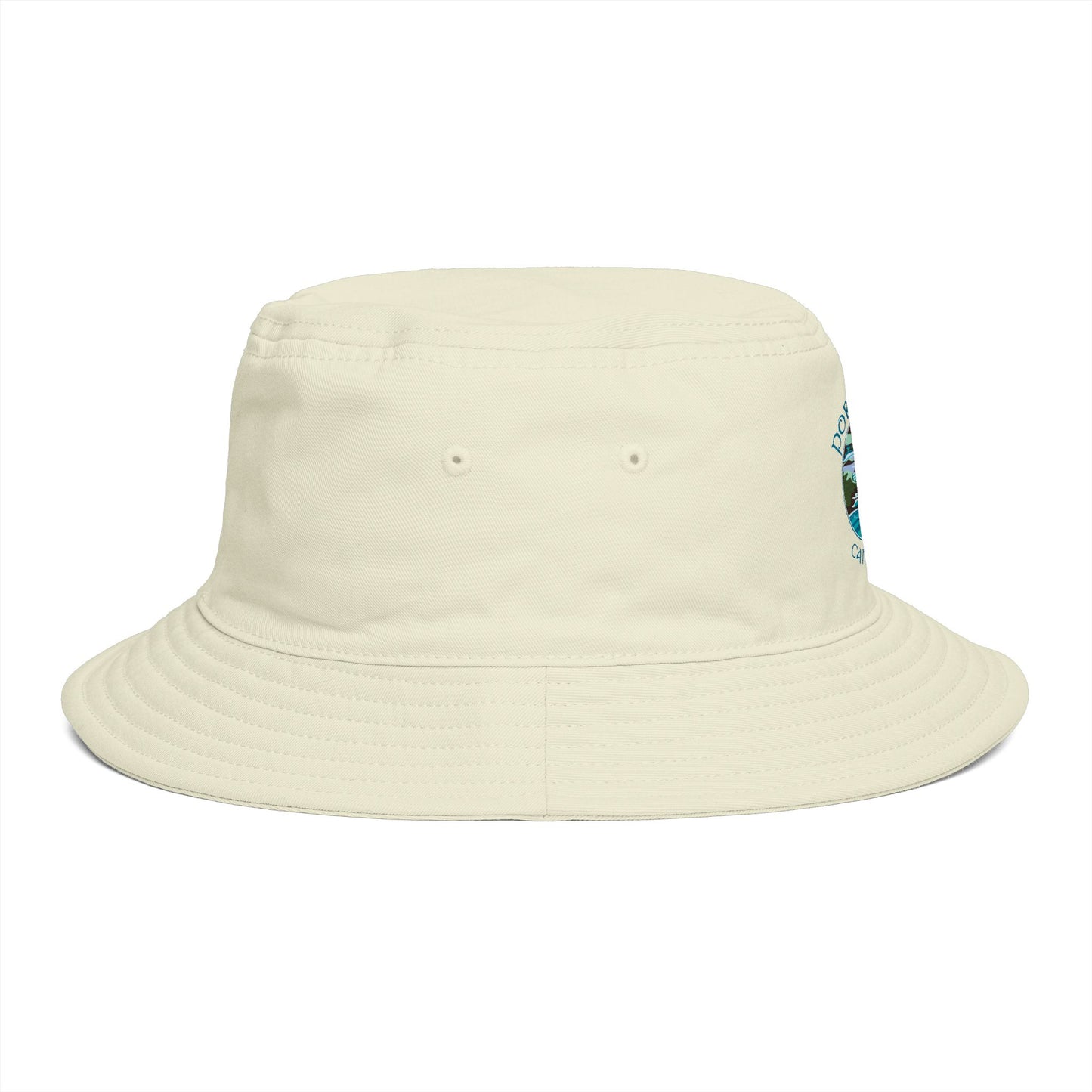 Sunset Coast Bucket Hat — Embroidered Ocean Landscape