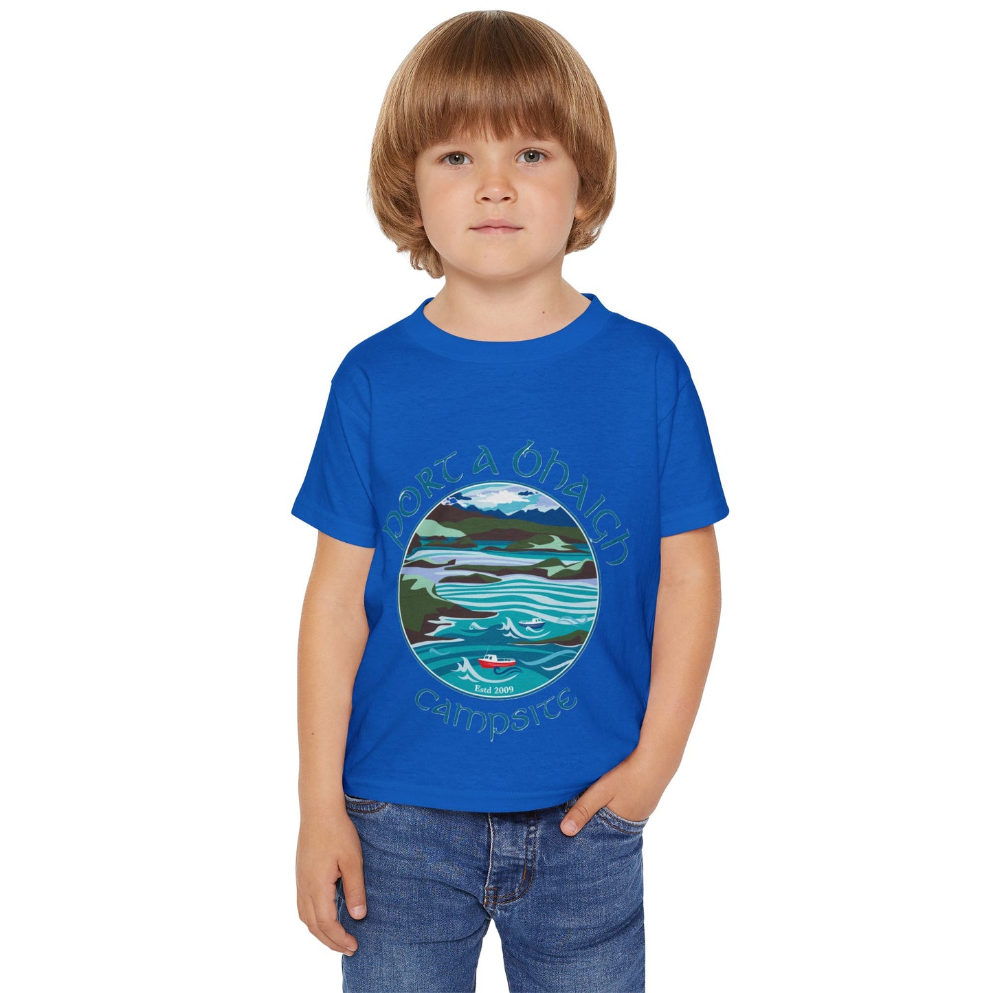 Toddler T-Shirt — "Port a' Bhaigh" Campsite Scenic Lake Graphic