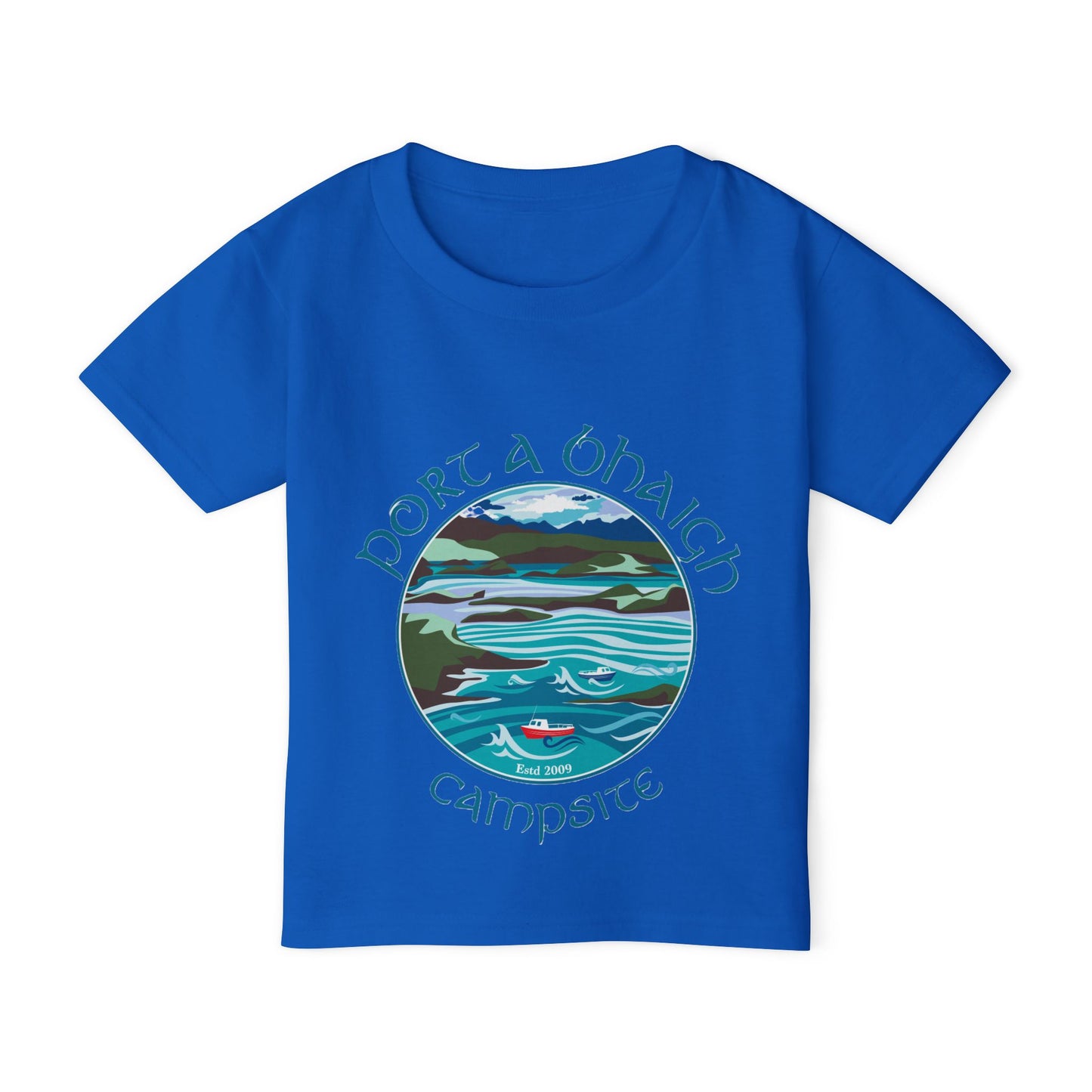 Toddler T-Shirt — "Port a' Bhaigh" Campsite Scenic Lake Graphic